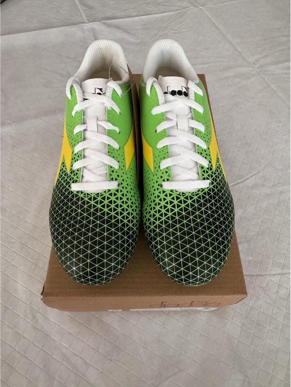Diadora Cattura GR LPU JR Kids Cleats Green Yellow Black Size 3